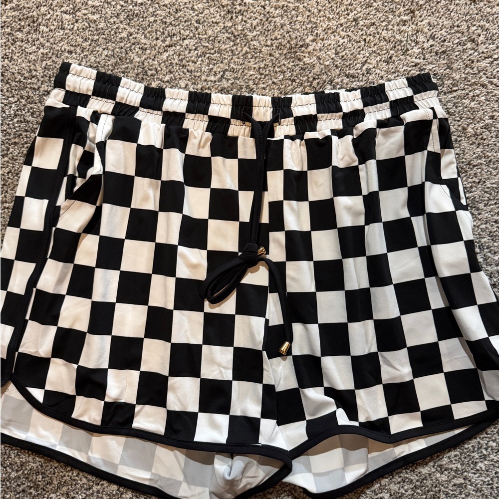 Black & White Checkered Women's Lounge Shorts